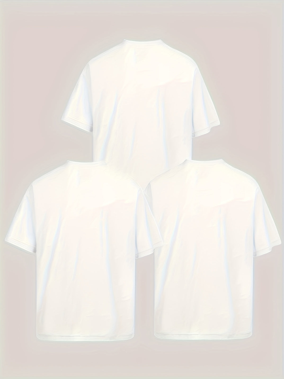 3pcs Stylish T-shirt Set with Los & Milan Art Monogram Print - Relaxed, Breathable Polyester Blend, Machine Washable - Perfect for Summer