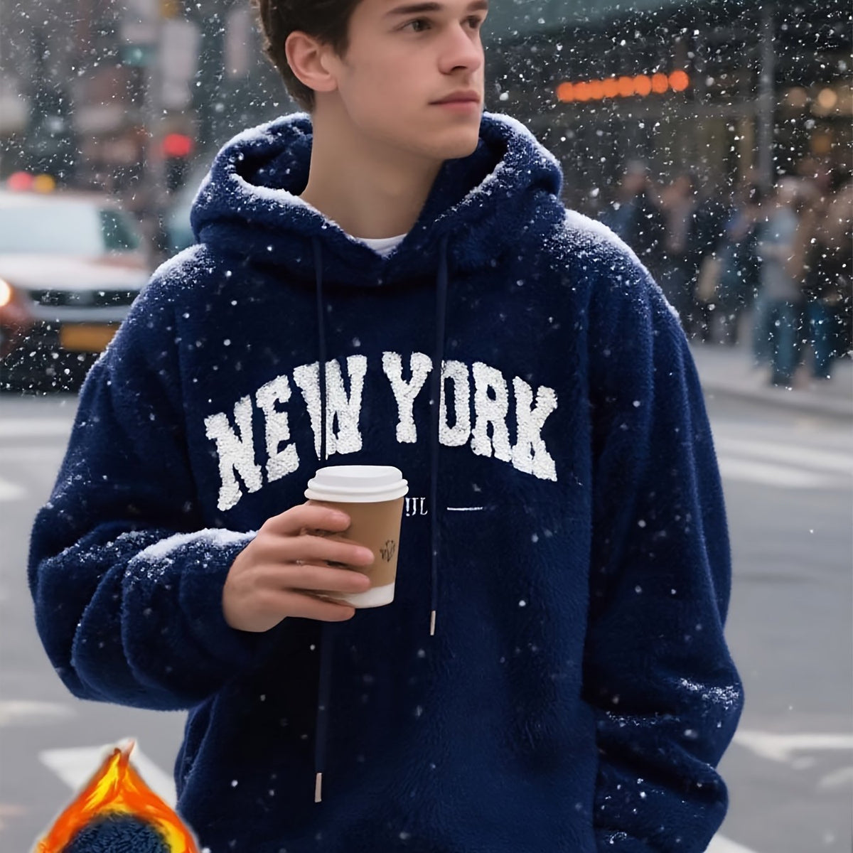 The new style of fashionable and casual solid - color hoodies for men is made of plush fabric that is highly fluffy, warm and Light Beige - friendly.Suitable for urban commuting in cold weather, winter outdoor activities, and indoor leisure