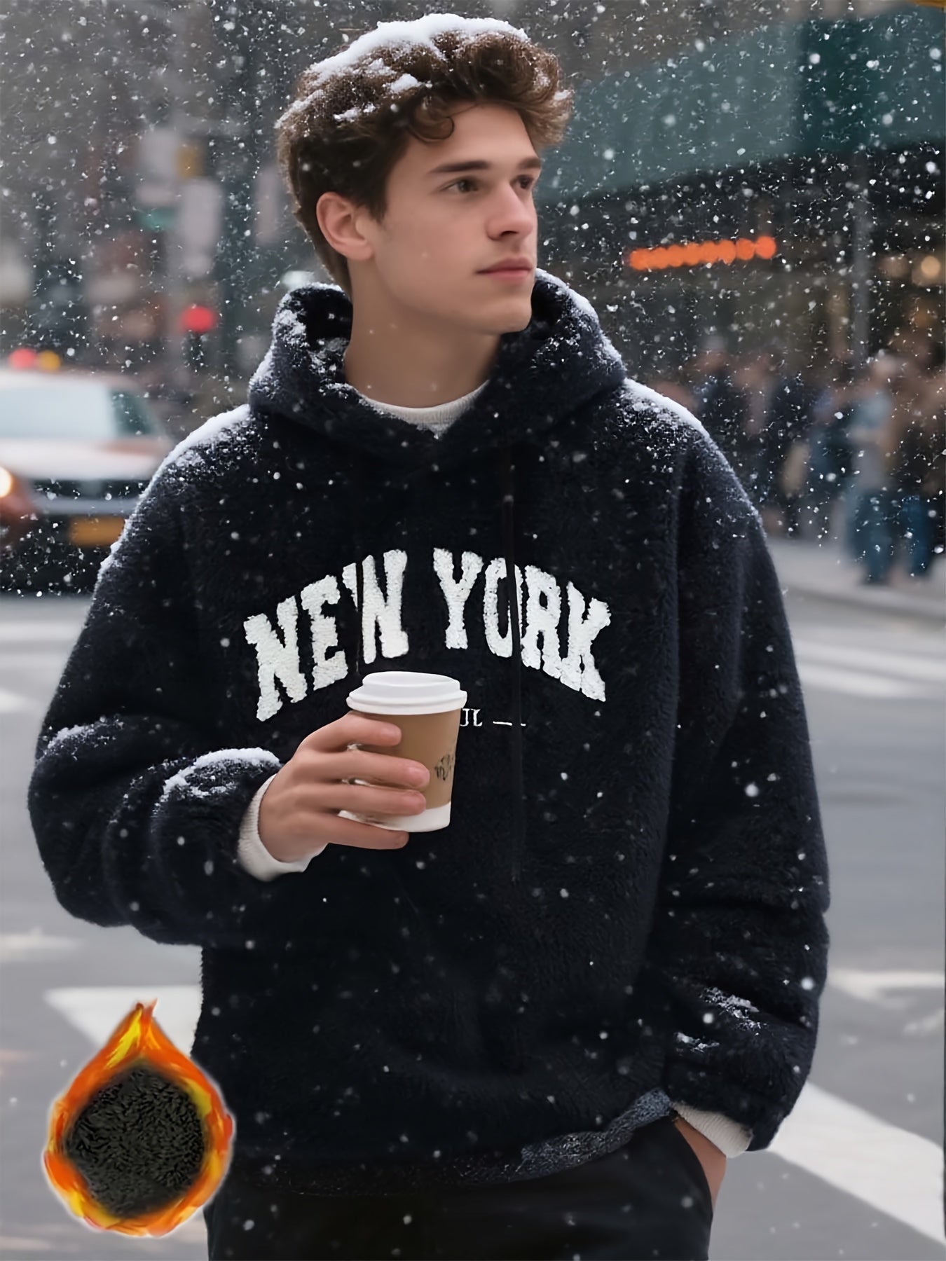 The new style of fashionable and casual solid - color hoodies for men is made of plush fabric that is highly fluffy, warm and Light Beige - friendly.Suitable for urban commuting in cold weather, winter outdoor activities, and indoor leisure