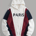 Thickened Color-Blocked Hoodie - Double-Sided Plush, Embroidery, Ideal for Casual Wear