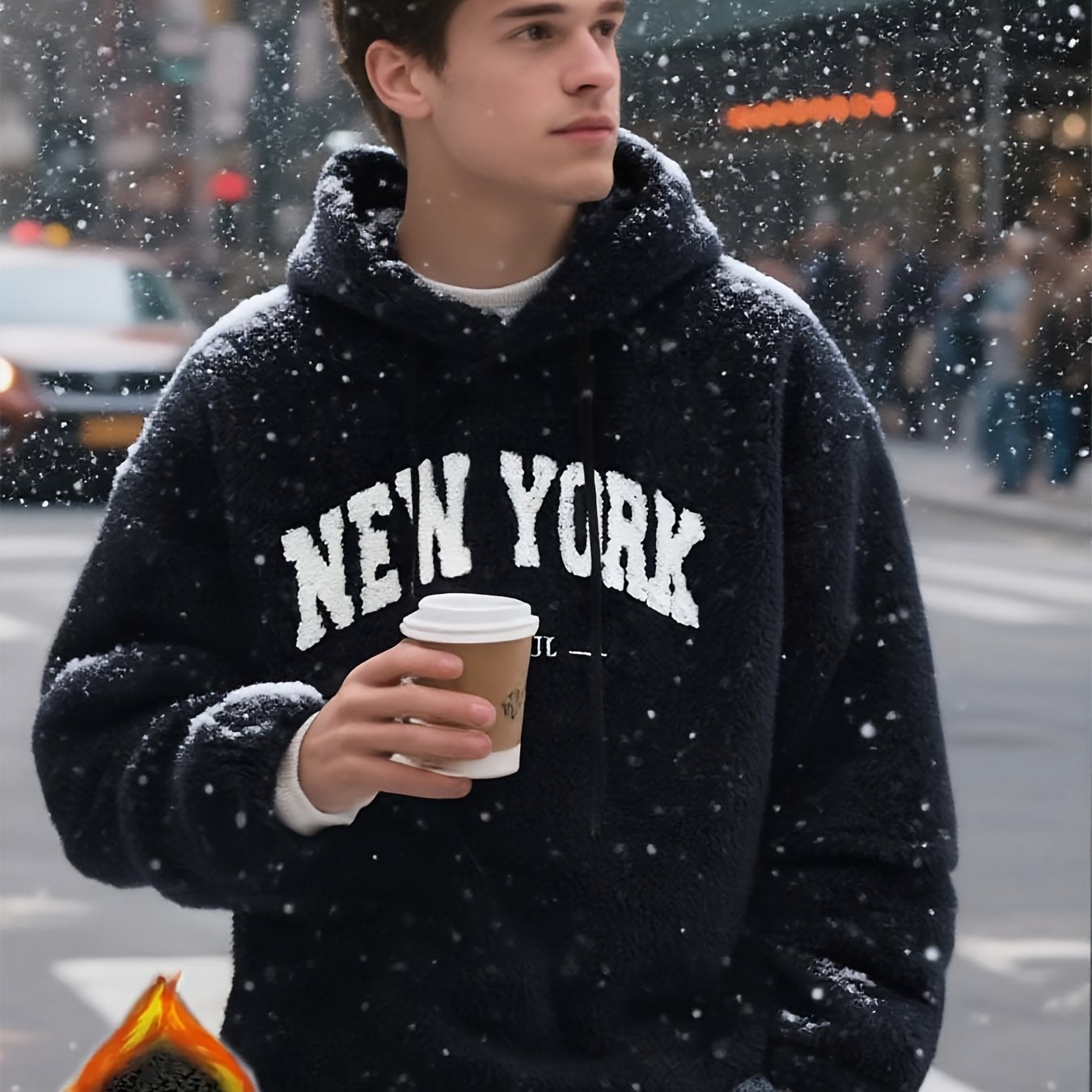 The new style of fashionable and casual solid - color hoodies for men is made of plush fabric that is highly fluffy, warm and Light Beige - friendly.Suitable for urban commuting in cold weather, winter outdoor activities, and indoor leisure