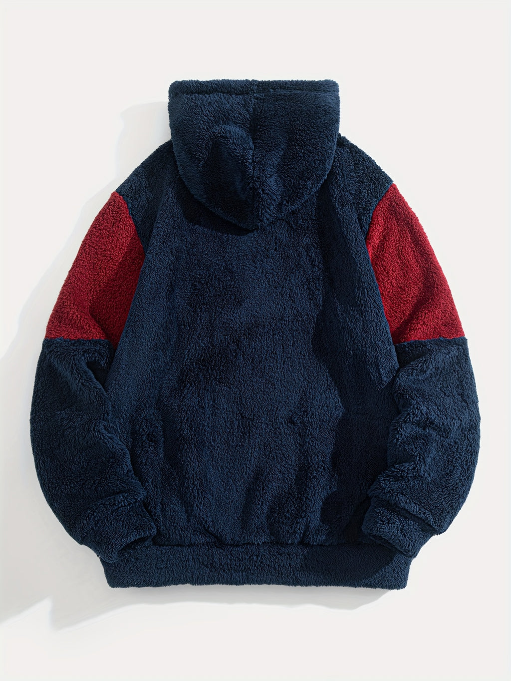 Thickened Color-Blocked Hoodie - Double-Sided Plush, Embroidery, Ideal for Casual Wear